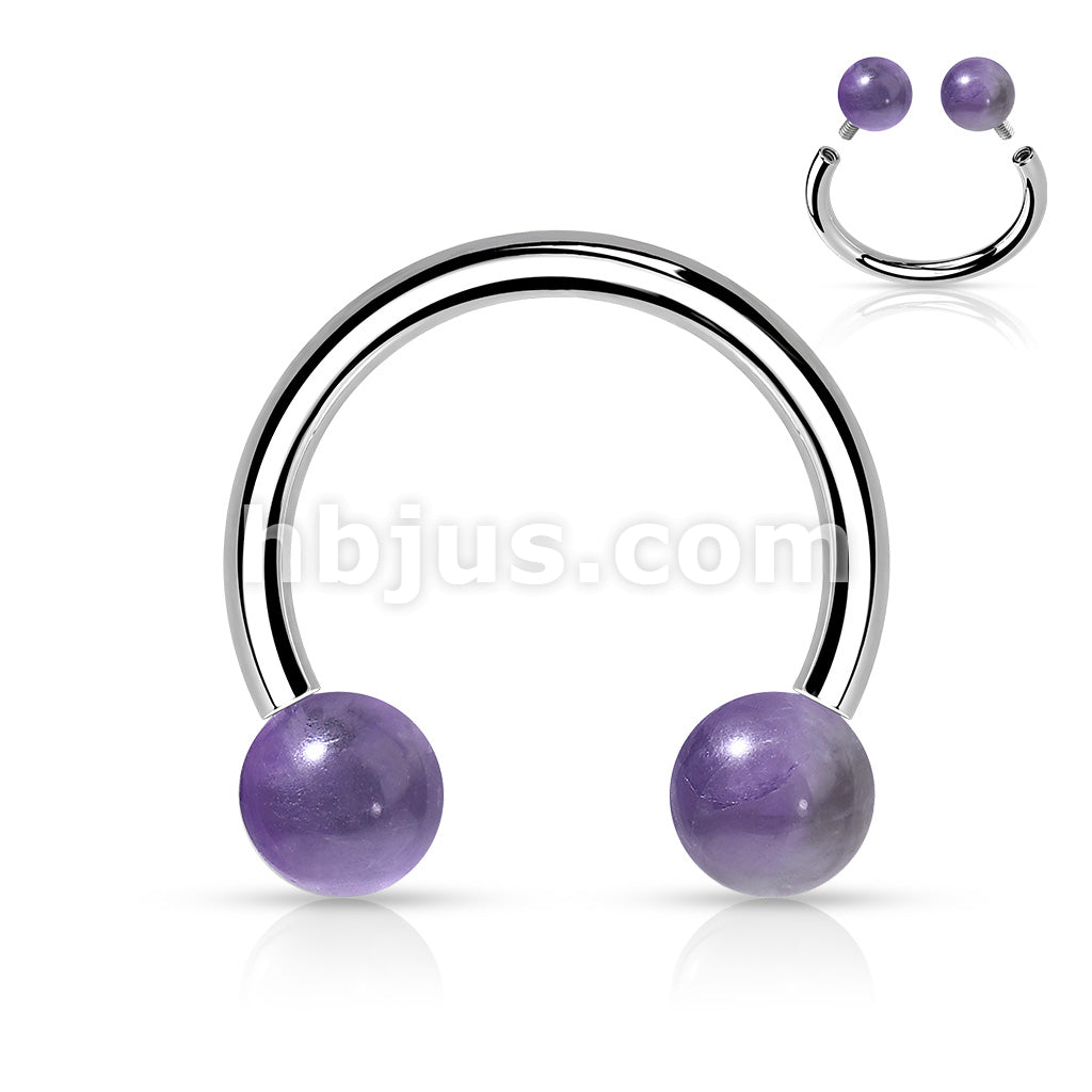 Semi Precious Stone Internally Threaded 316L Surgical Steel Horseshoes - Image 3