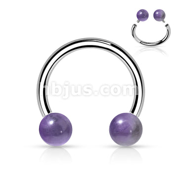 Semi Precious Stone Internally Threaded 316L Surgical Steel Horseshoes - Image 3