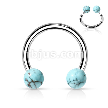 Semi Precious Stone Internally Threaded 316L Surgical Steel Horseshoes - Image 9