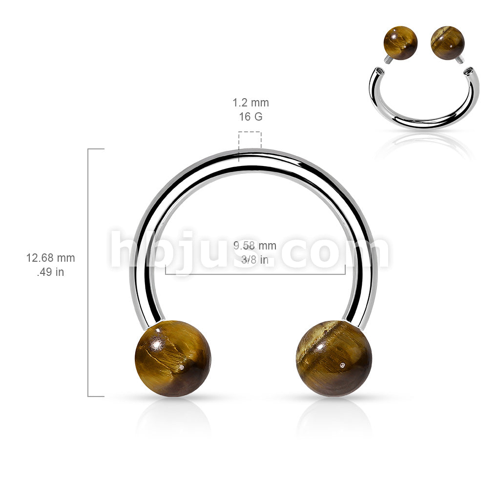 Semi Precious Stone Internally Threaded 316L Surgical Steel Horseshoes - Image 11