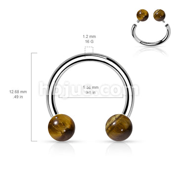 Semi Precious Stone Internally Threaded 316L Surgical Steel Horseshoes - Image 11