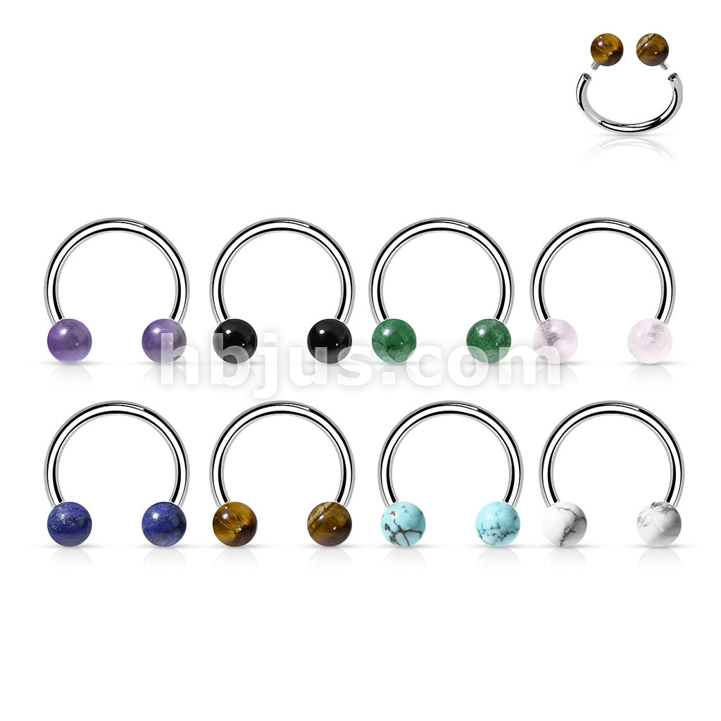 Semi Precious Stone Internally Threaded 316L Surgical Steel Horseshoes - Image 12