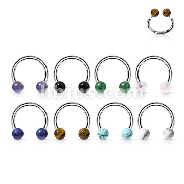 Semi Precious Stone Internally Threaded 316L Surgical Steel Horseshoes - Image 12