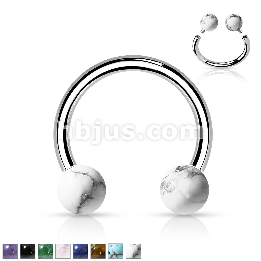 Semi Precious Stone Internally Threaded 316L Surgical Steel Horseshoes - Image 2