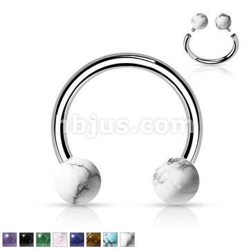 Semi Precious Stone Internally Threaded 316L Surgical Steel Horseshoes - Image 2