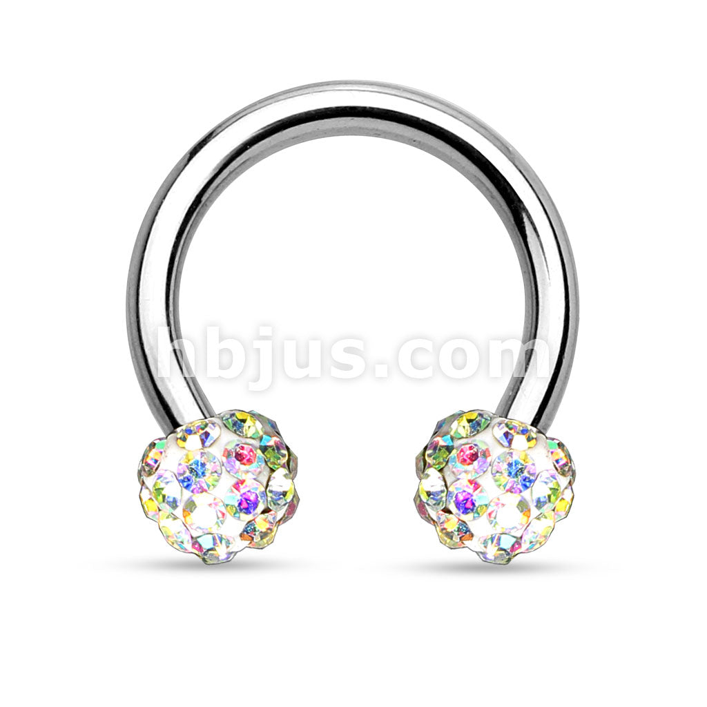 Crystal Paved Ferido Balls 316L Surgical Steel Circular Barbell/Horseshoe - Image 2