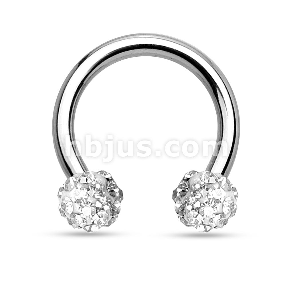 Crystal Paved Ferido Balls 316L Surgical Steel Circular Barbell/Horseshoe - Image 3