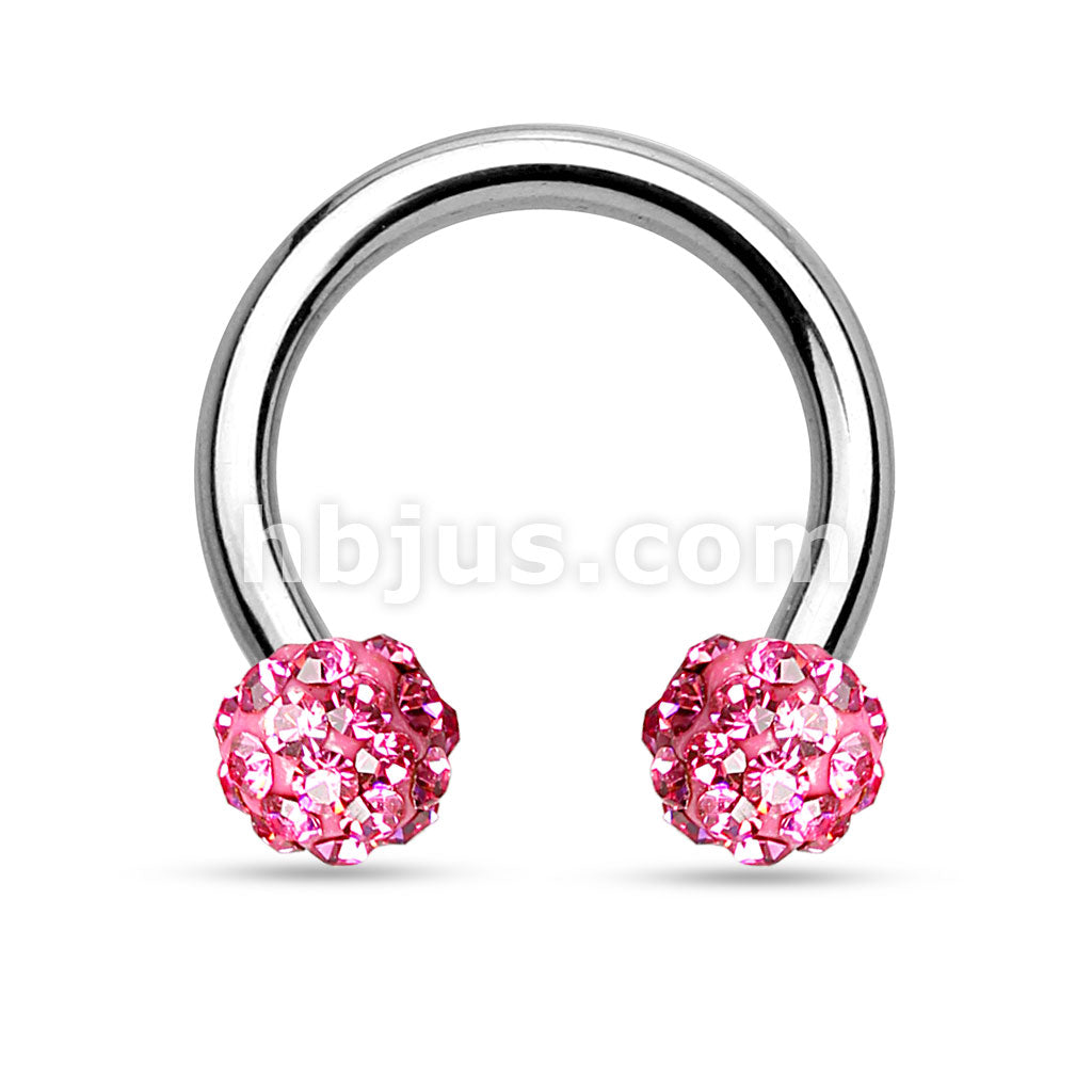 Crystal Paved Ferido Balls 316L Surgical Steel Circular Barbell/Horseshoe - Image 4