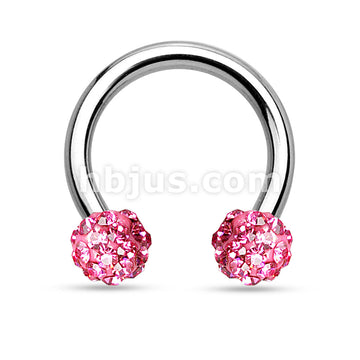 Crystal Paved Ferido Balls 316L Surgical Steel Circular Barbell/Horseshoe - Image 4