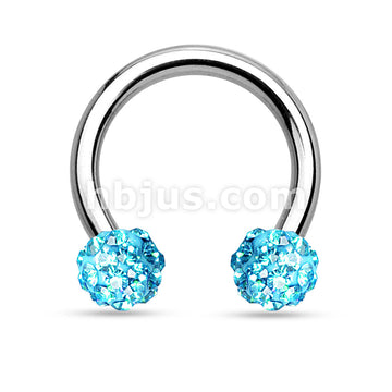 Crystal Paved Ferido Balls 316L Surgical Steel Circular Barbell/Horseshoe - Image 5
