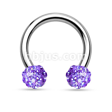 Crystal Paved Ferido Balls 316L Surgical Steel Circular Barbell/Horseshoe - Image 6