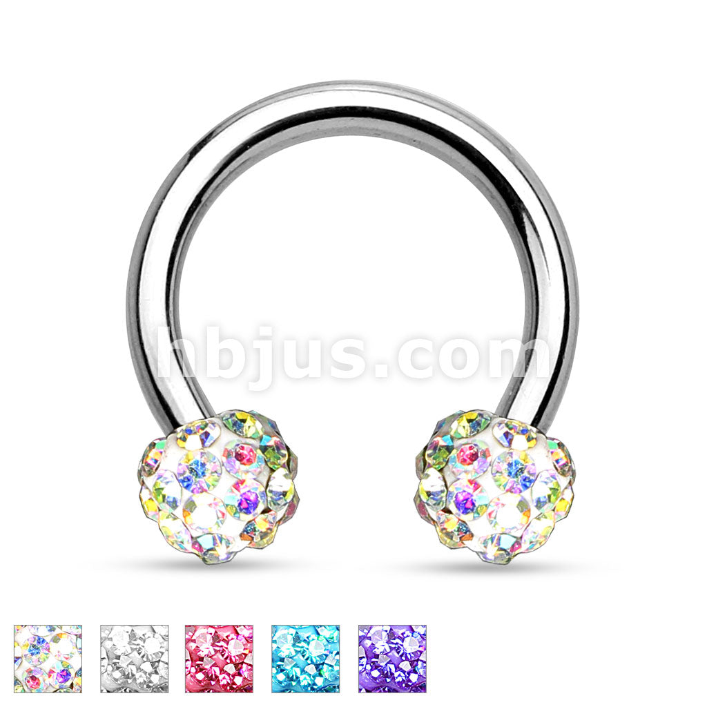 Crystal Paved Ferido Balls 316L Surgical Steel Circular Barbell/Horseshoe
