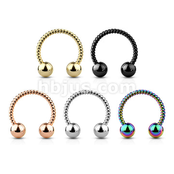 Twisted Rope 316L Surgical Steel Circular Barbell/Horseshoe - Image 9