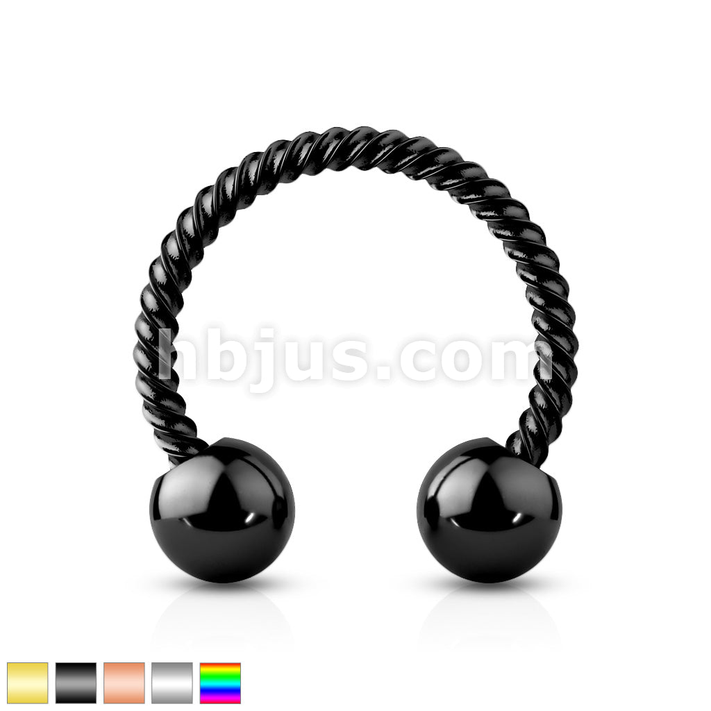 Twisted Rope 316L Surgical Steel Circular Barbell/Horseshoe - Image 2