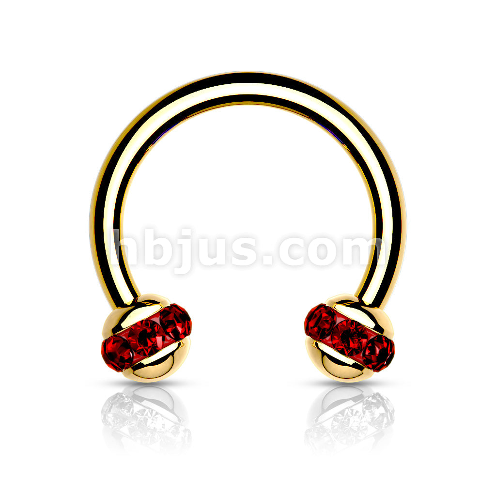Crystals Paved Around ball Gol PVD Over 316L Surgical Steel Horseshoes... - Image 7