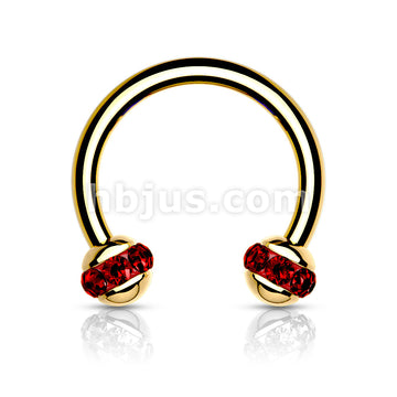 Crystals Paved Around ball Gol PVD Over 316L Surgical Steel Horseshoes... - Image 7