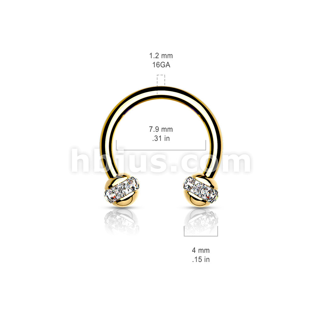 Crystals Paved Around ball Gol PVD Over 316L Surgical Steel Horseshoes... - Image 8