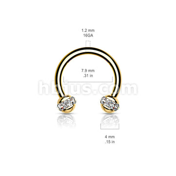 Crystals Paved Around ball Gol PVD Over 316L Surgical Steel Horseshoes... - Image 8