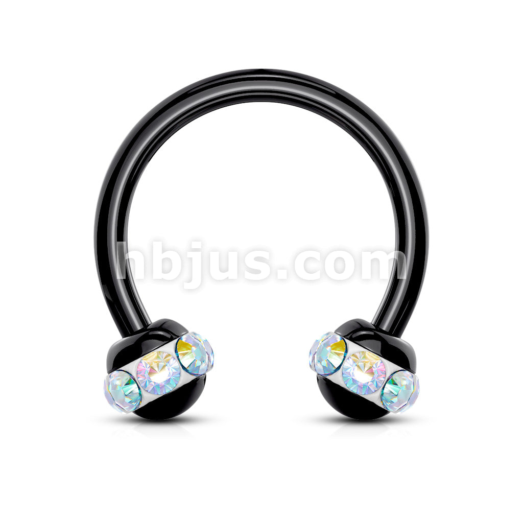 Crystals Paved Around ball Black PVD Over 316L Surgical Steel... - Image 3