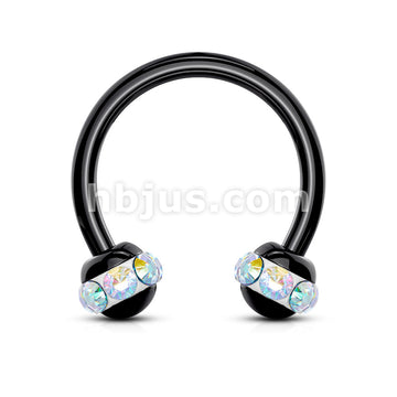 Crystals Paved Around ball Black PVD Over 316L Surgical Steel... - Image 3