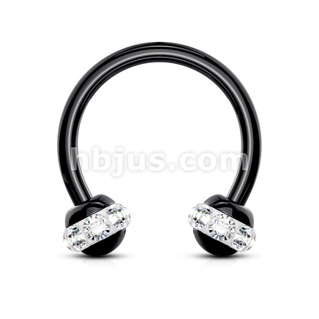 Crystals Paved Around ball Black PVD Over 316L Surgical Steel... - Image 4