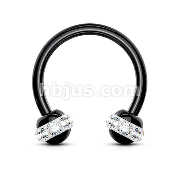 Crystals Paved Around ball Black PVD Over 316L Surgical Steel... - Image 4