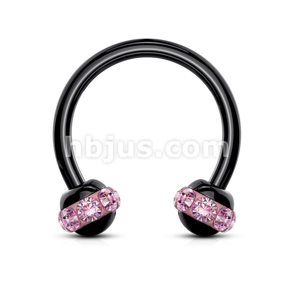 Crystals Paved Around ball Black PVD Over 316L Surgical Steel... - Image 5