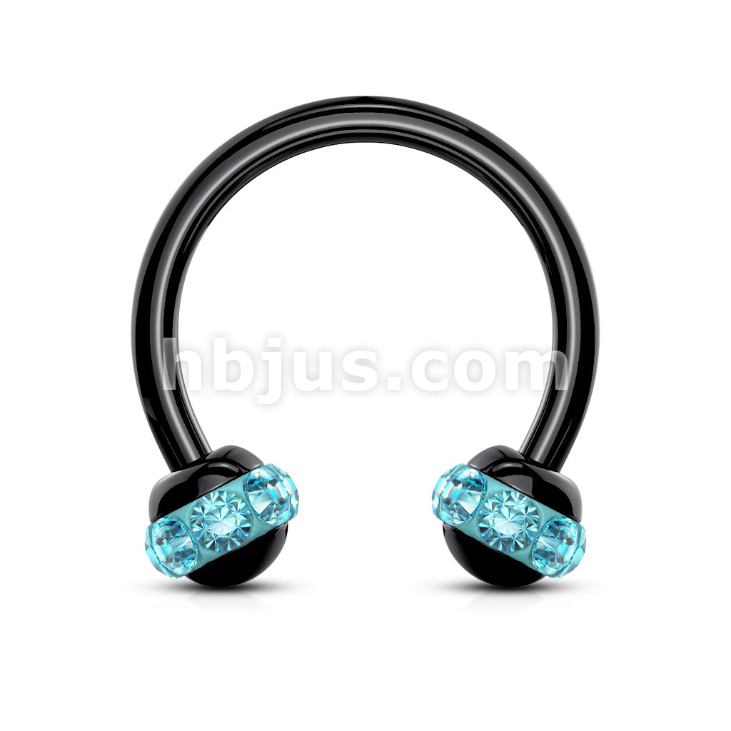 Crystals Paved Around ball Black PVD Over 316L Surgical Steel... - Image 6