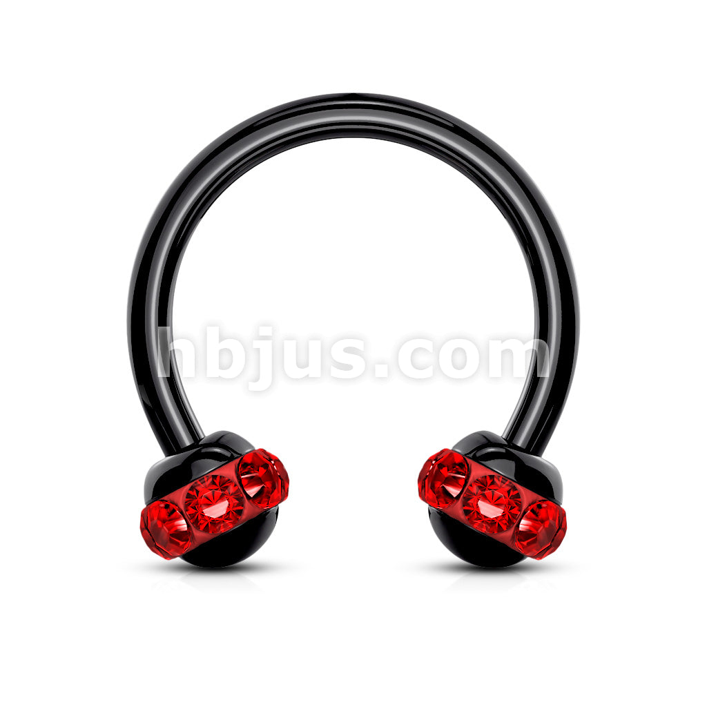 Crystals Paved Around ball Black PVD Over 316L Surgical Steel... - Image 7