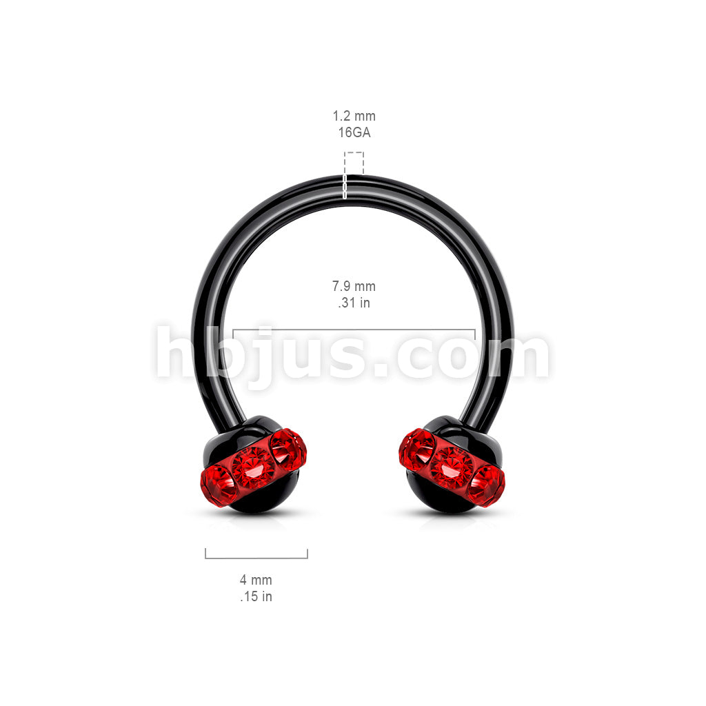 Crystals Paved Around ball Black PVD Over 316L Surgical Steel... - Image 8