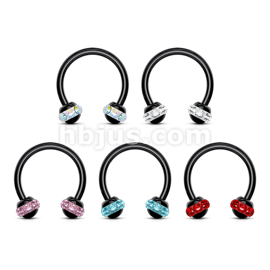 Crystals Paved Around ball Black PVD Over 316L Surgical Steel... - Image 9