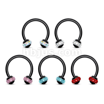 Crystals Paved Around ball Black PVD Over 316L Surgical Steel... - Image 9