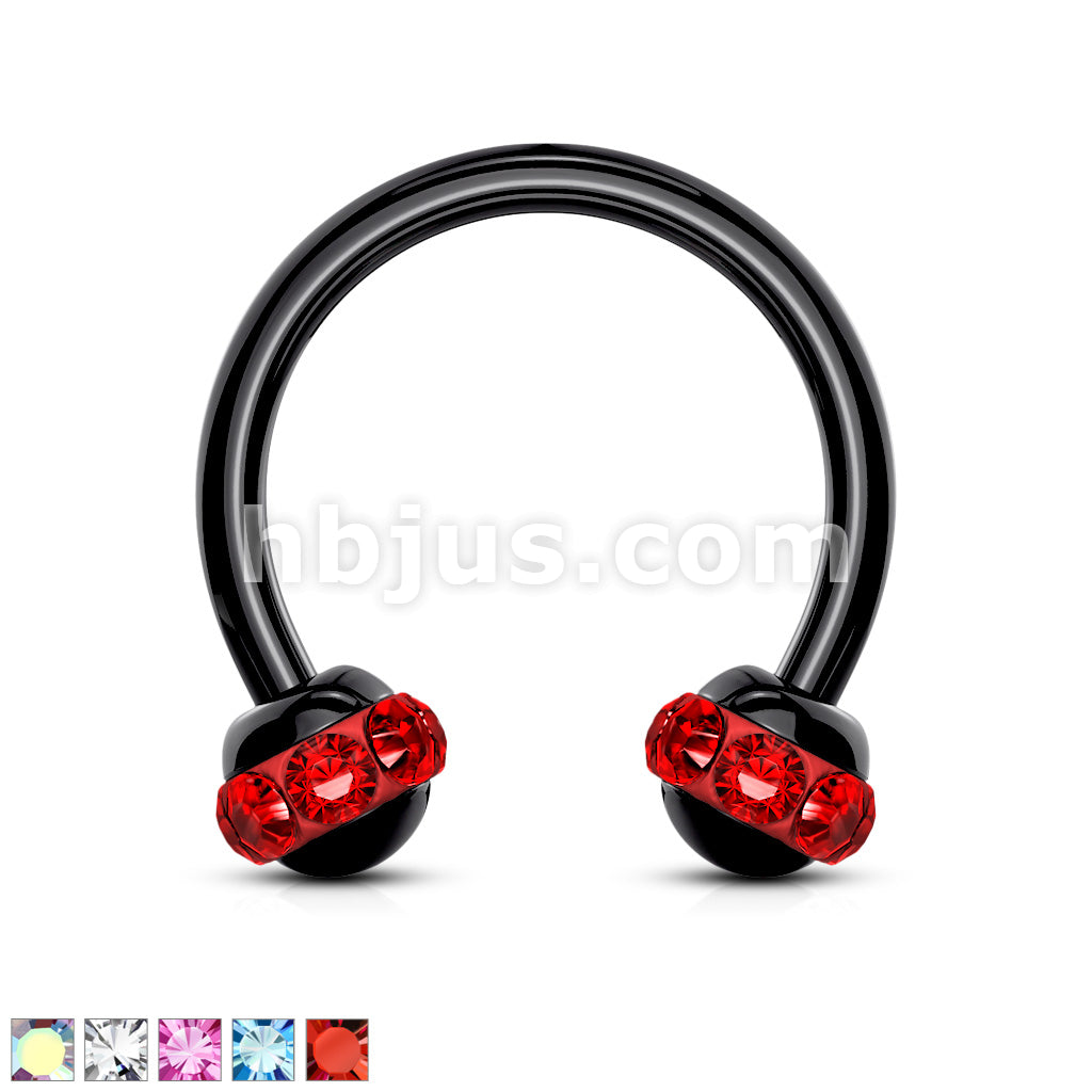Crystals Paved Around ball Black PVD Over 316L Surgical Steel... - Image 2