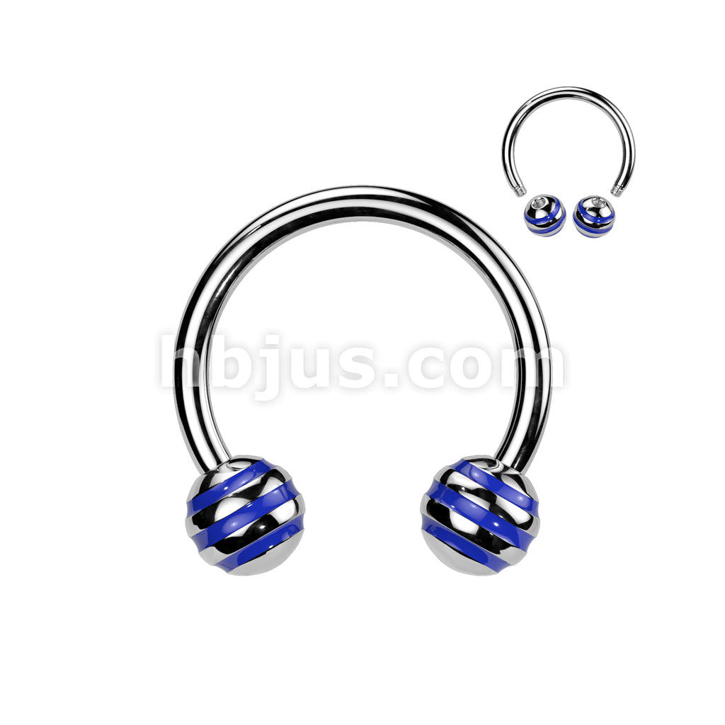 Striped Balls 316L Surgical Steel Horse Shoe - Image 2