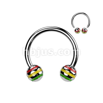 Striped Balls 316L Surgical Steel Horse Shoe - Image 3
