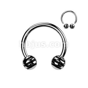 Striped Balls 316L Surgical Steel Horse Shoe - Image 4