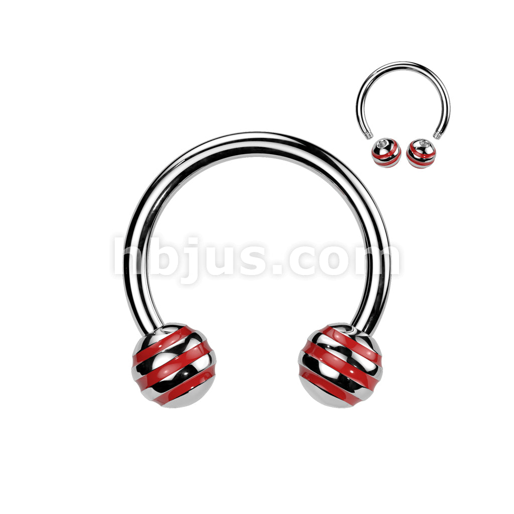 Striped Balls 316L Surgical Steel Horse Shoe - Image 5