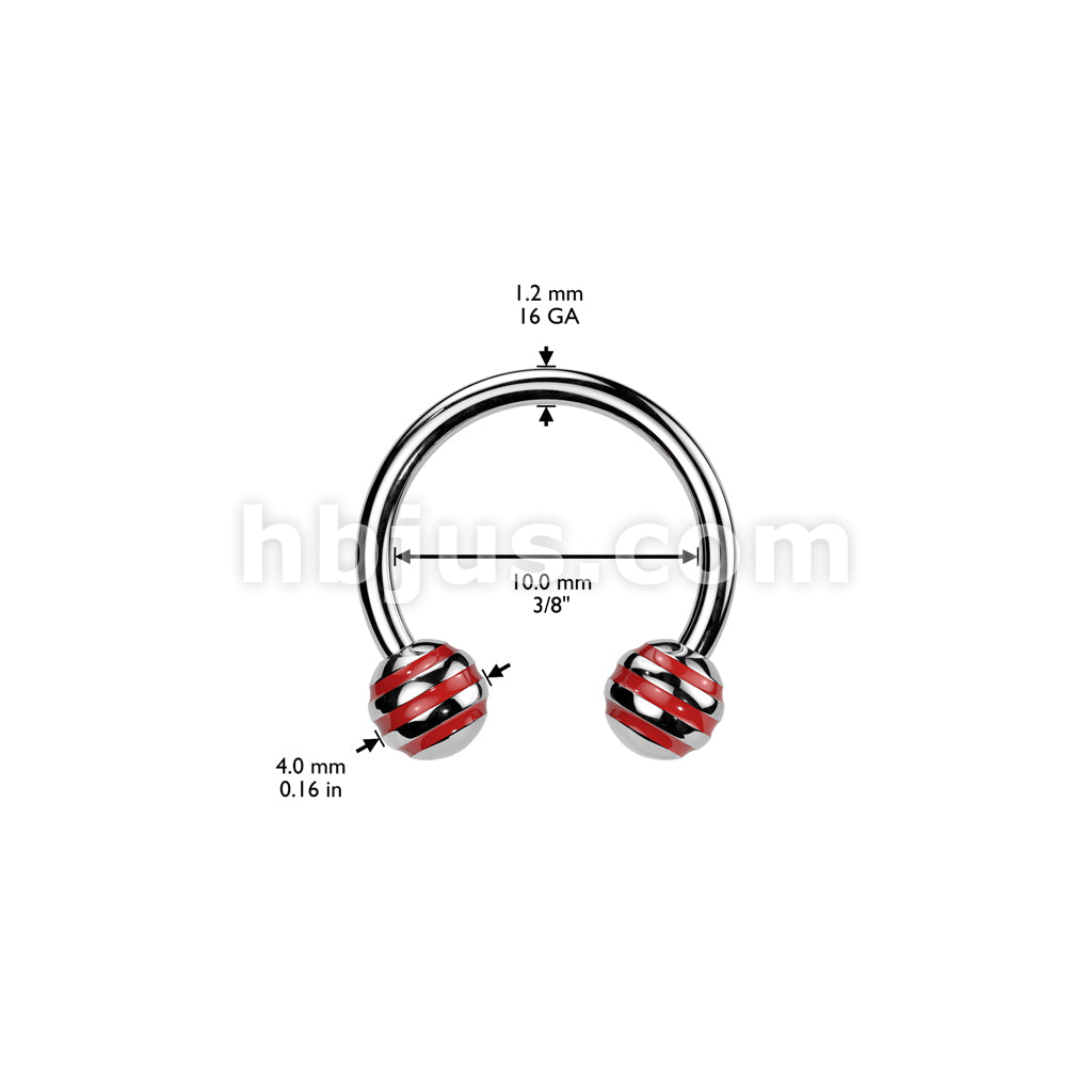 Striped Balls 316L Surgical Steel Horse Shoe - Image 6