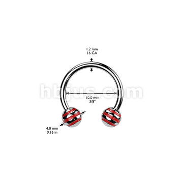 Striped Balls 316L Surgical Steel Horse Shoe - Image 6
