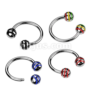 Striped Balls 316L Surgical Steel Horse Shoe