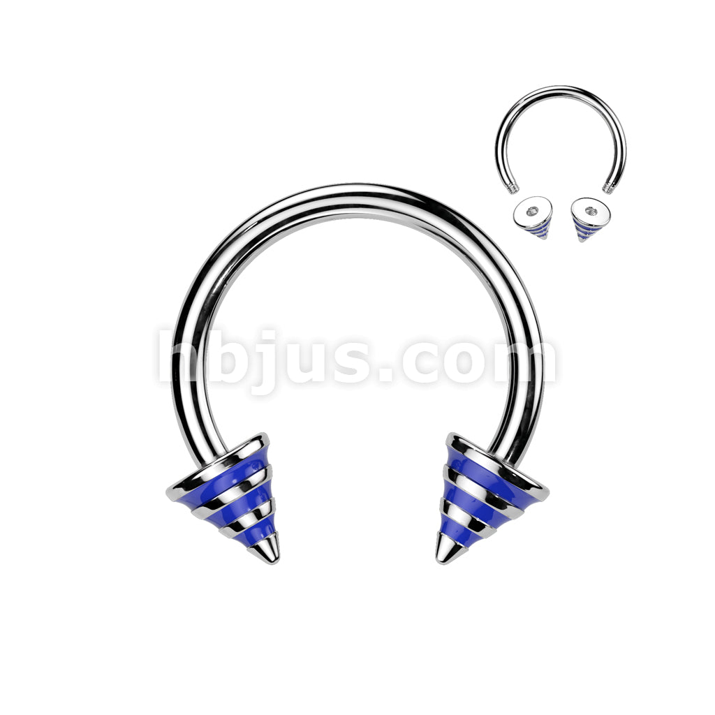 Striped Spikes 316L Surgical Steel Horse Shoe - Image 2