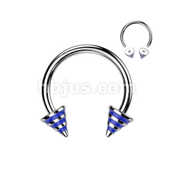 Striped Spikes 316L Surgical Steel Horse Shoe - Image 2