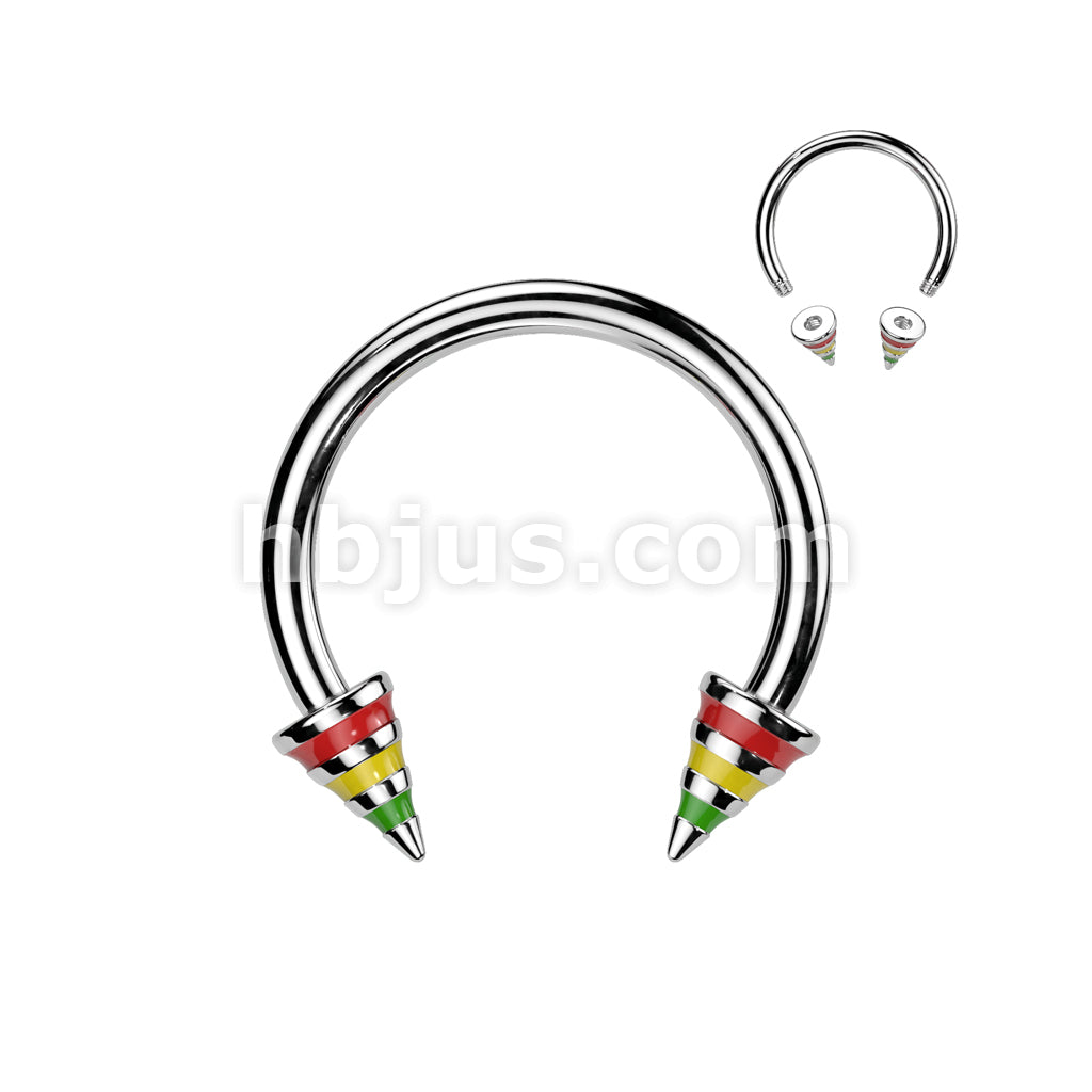 Striped Spikes 316L Surgical Steel Horse Shoe - Image 3