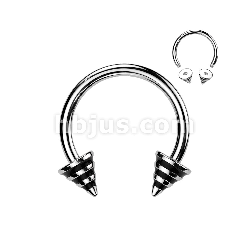 Striped Spikes 316L Surgical Steel Horse Shoe - Image 4