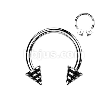 Striped Spikes 316L Surgical Steel Horse Shoe - Image 4