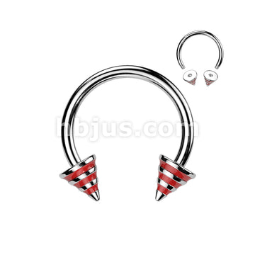 Striped Spikes 316L Surgical Steel Horse Shoe - Image 5