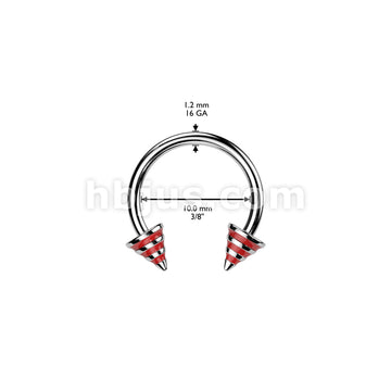 Striped Spikes 316L Surgical Steel Horse Shoe - Image 6