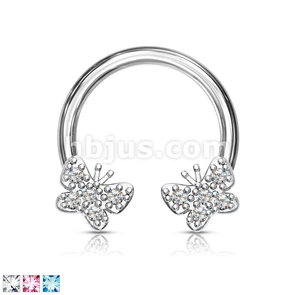 316L Surgical Steel CZ Paved Butterfly Ends 316L Surgical Steel... - Image 2
