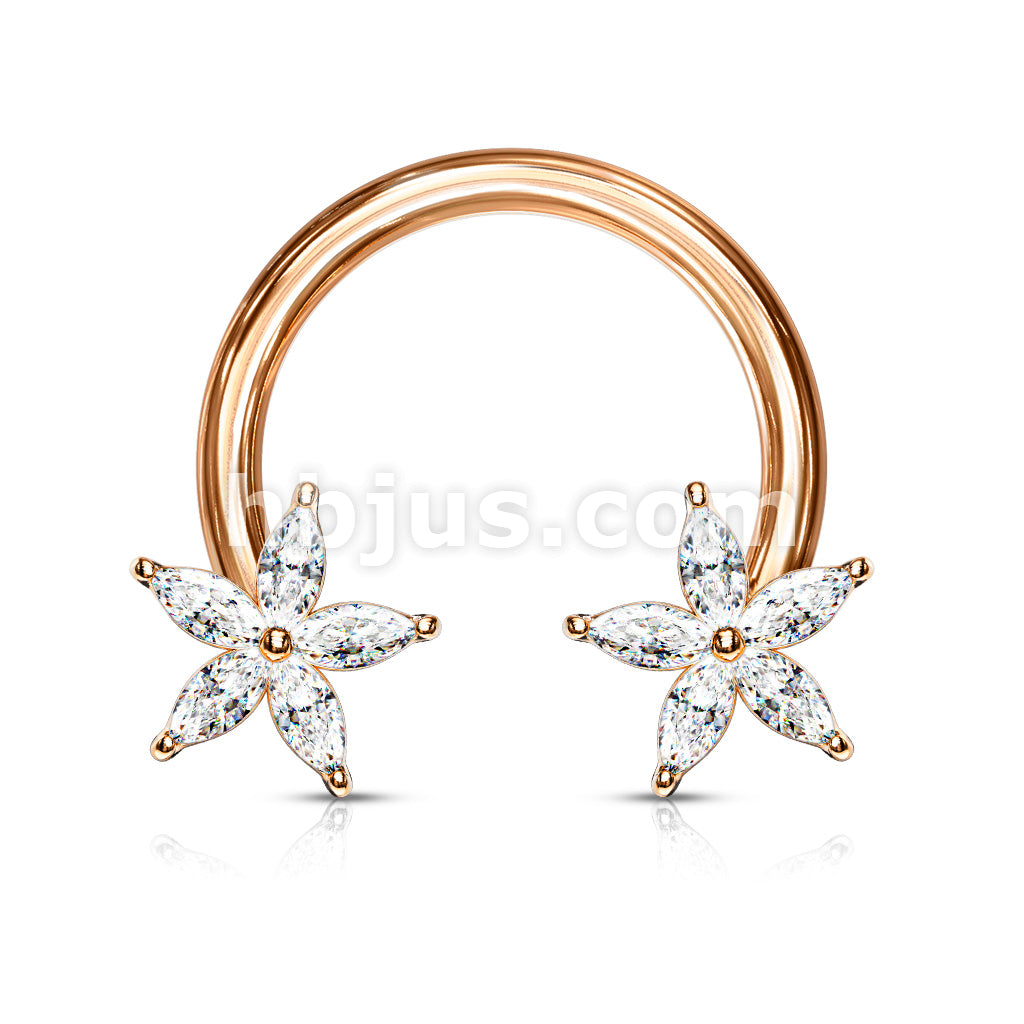 316L Surgical Steel CZ Flower Ends 316L Surgical Steel Circular Horseshoe - Image 5