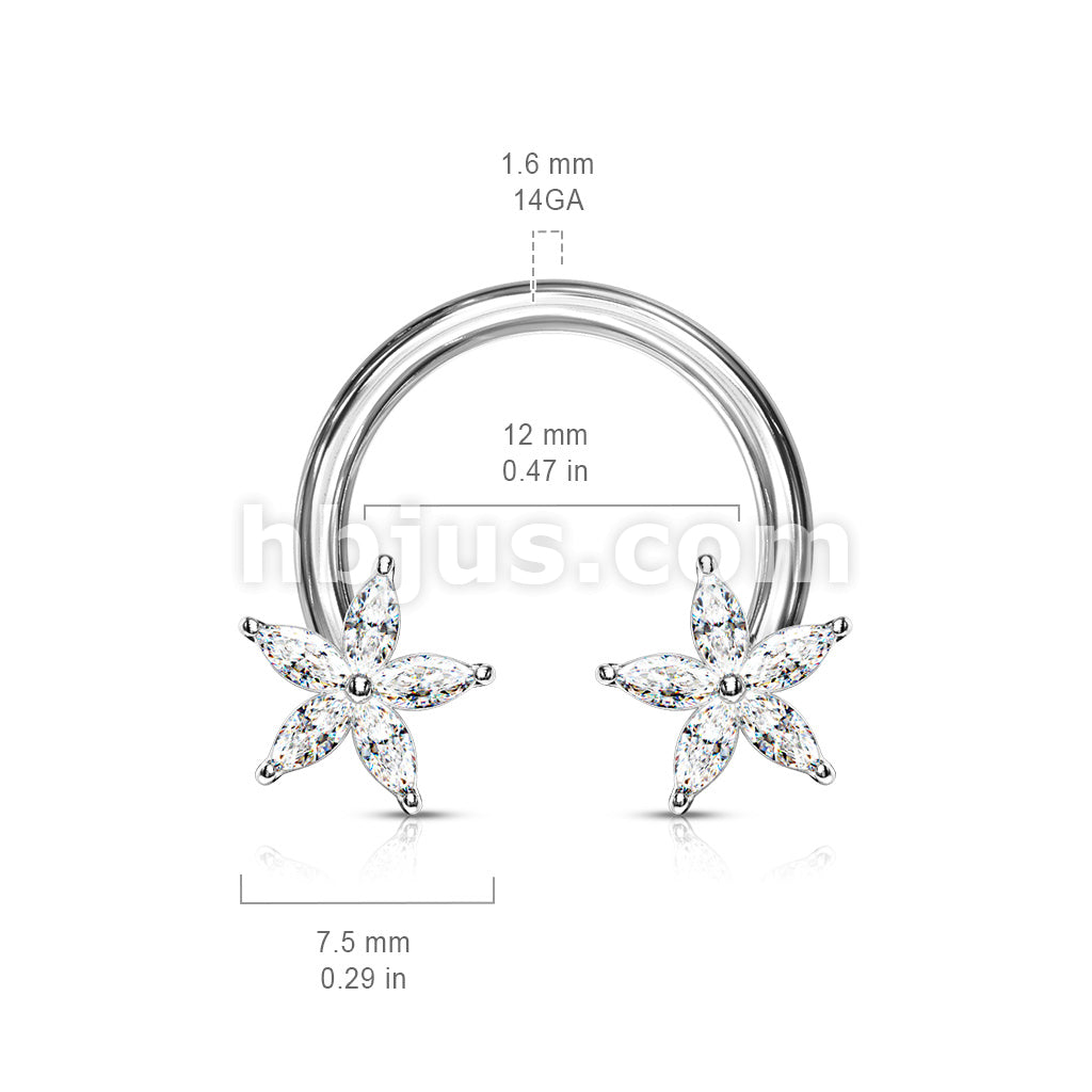 316L Surgical Steel CZ Flower Ends 316L Surgical Steel Circular Horseshoe - Image 6